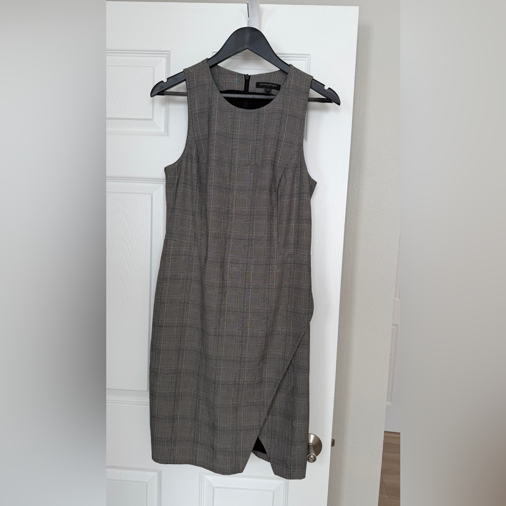 Banana Republic Plaid Midi Sheath Dress - Gray